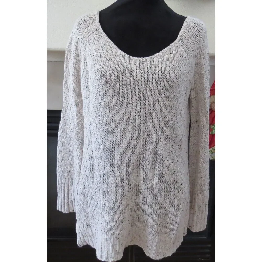 Hinge  ( Nordstrom's) Women's Sweater  Tunic Length Oatmeal Speckled l XS  EUC - Picture 3 of 9